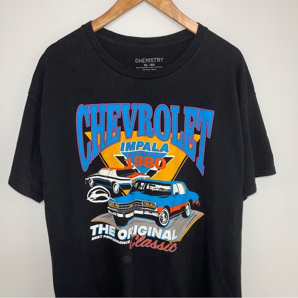 Chemistry T-Shirt Men’s Size Extra Large XL Black Chevrolet Impala 1980s Vintage - Picture 3 of 5